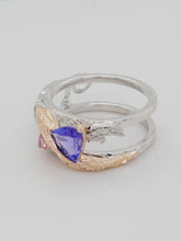 Load image into Gallery viewer, Tanzanite and Lotus Garnet Diamond Accented Layer Ring Shell