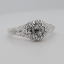 Load image into Gallery viewer, Salt and Pepper Hexagon Diamond Vintage-Inspired Ring
