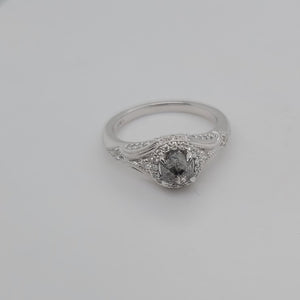 Salt and Pepper Hexagon Diamond Vintage-Inspired Ring