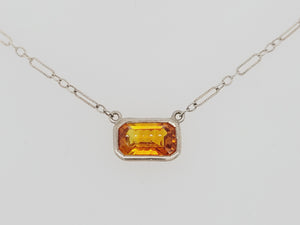 Orange Sapphire Emerald Necklace