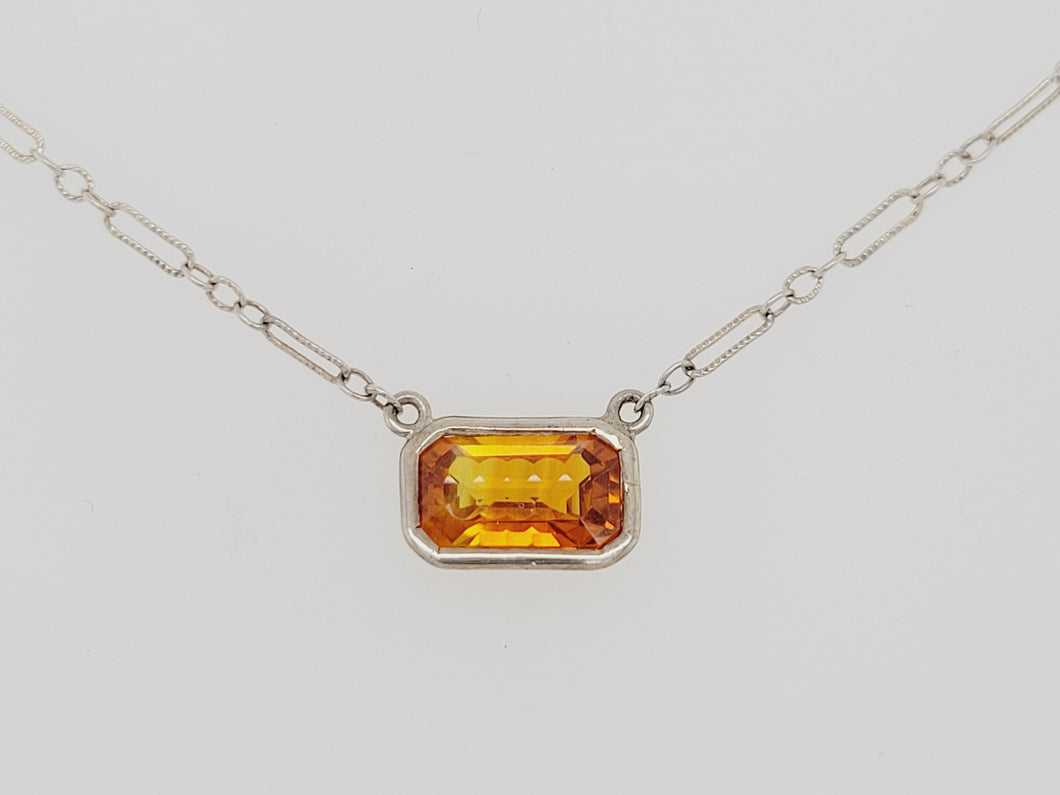 Orange Sapphire Emerald Necklace