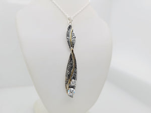 Sterling Silver G/P CZ Two Parts Necklace