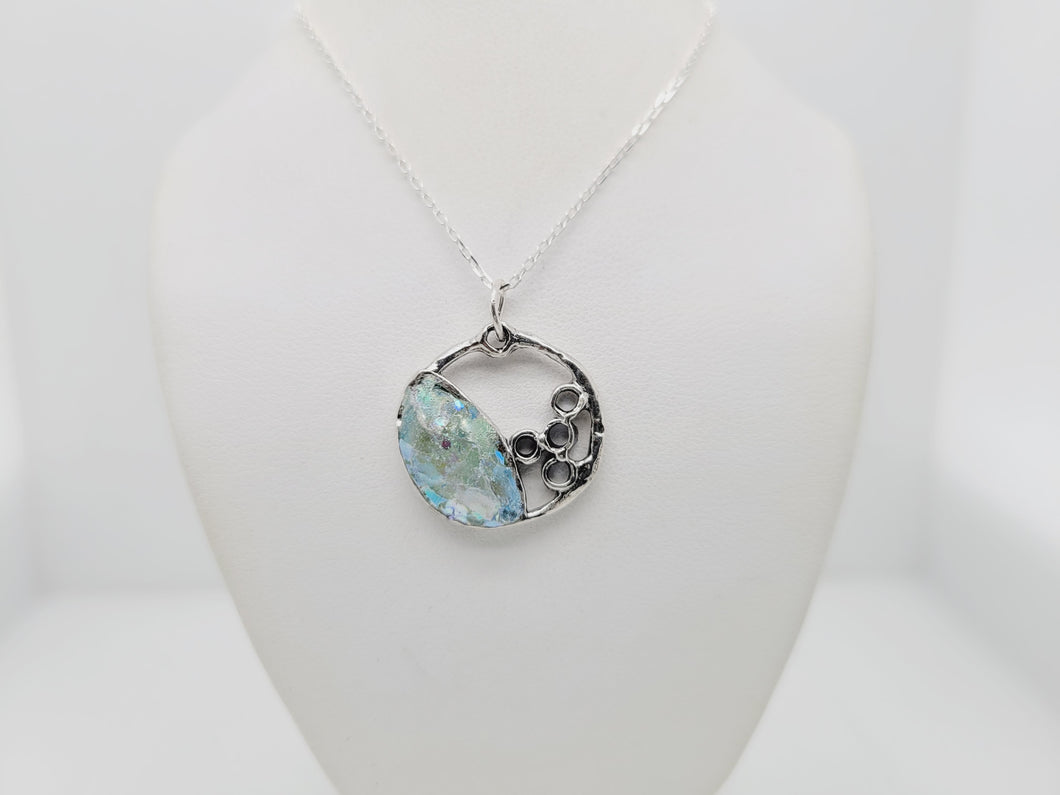 Sterling Silver Roman Glass Bubbles Necklace