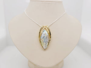 Sterling Silver G/P Marquise Roman Glass Necklace