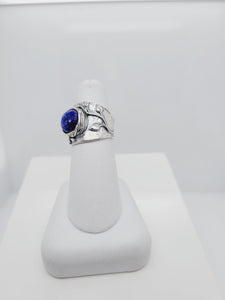 Sterling Silver Faceted Lapis with Vine Detail