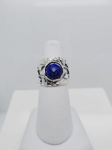 Sterling Silver Faceted Lapis with Vine Detail