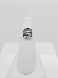 Sterling Silver Oxidized Textured Ring - 7