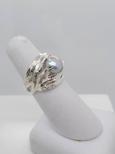 Sterling Silver Gray Pearl Ring