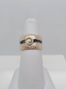 Sterling Silver Rutilated Quartz Wide Band Ring - 8
