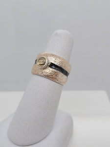 Sterling Silver Rutilated Quartz Wide Band Ring - 8