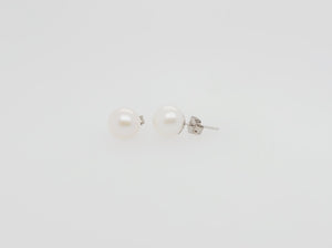 14k White Gold 7-7.5mm Overtone Pearl Studs