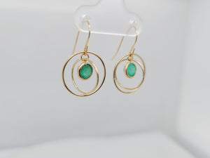 10k Yellow Gold Emerald Orbiting Earrings