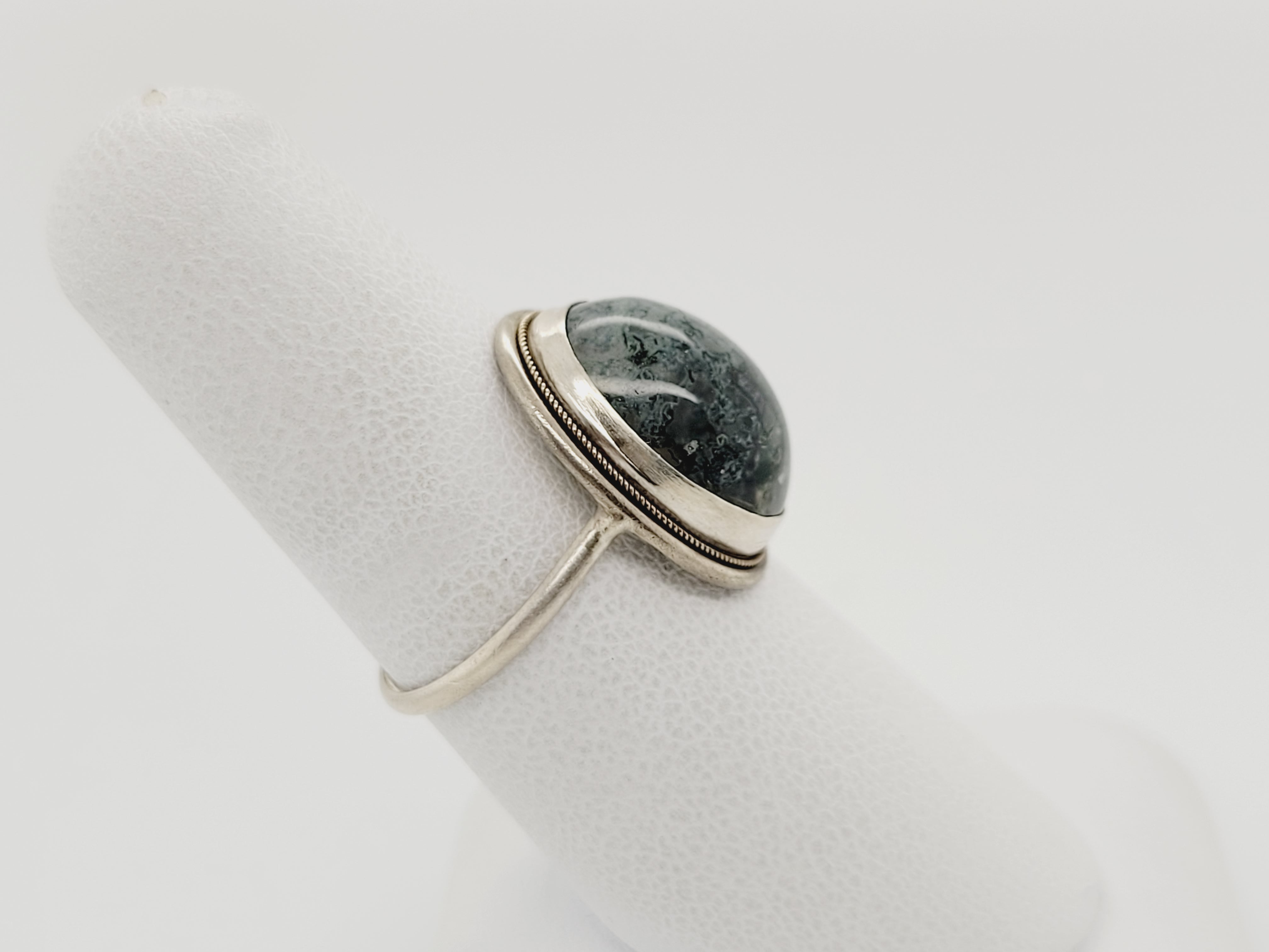 Moss Agate Sterling Silver Ring