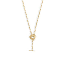 Load image into Gallery viewer, Shine On! 16.5&quot; 14 Karat Gold Plated Sunburst Toggle Necklace