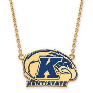 Sterling Silver With GP Kent State University Large Enamel Pendant With Necklace
