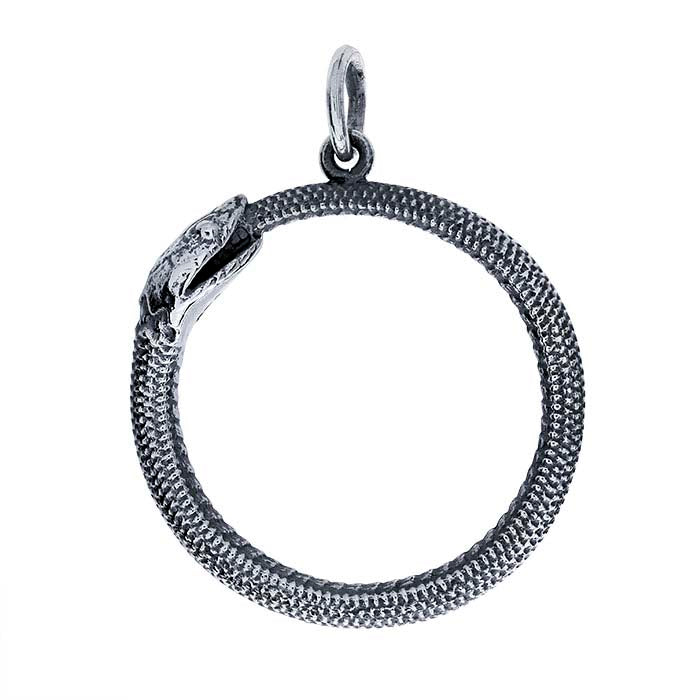 Sterling Silver Ouroboros Snake Pendant with 24 inch sterling chain