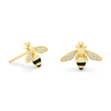 Load image into Gallery viewer, &quot;BEE Mine!&quot; 14 Karat Gold Plated Signity CZ Bee Earrings