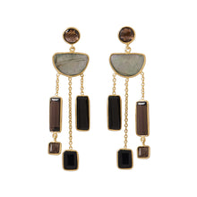 Load image into Gallery viewer, 14 Karat Gold Plated Multi Stone Post Earrings