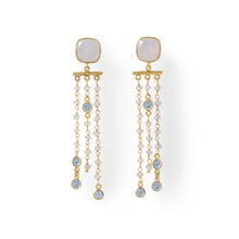 Load image into Gallery viewer, 14 Karat Gold Plated Rainbow Moonstone Post Earrings
