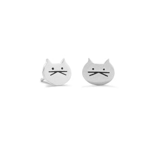 Sterling Silver Polished Cat Face Earrings