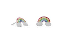 Sterling Silver and Enamel Rainbow Stud Earrings
