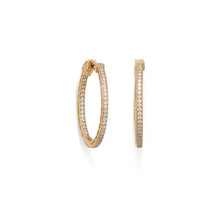 Load image into Gallery viewer, 14 Karat Gold Plated Round In/Out CZ Hoop Earrings