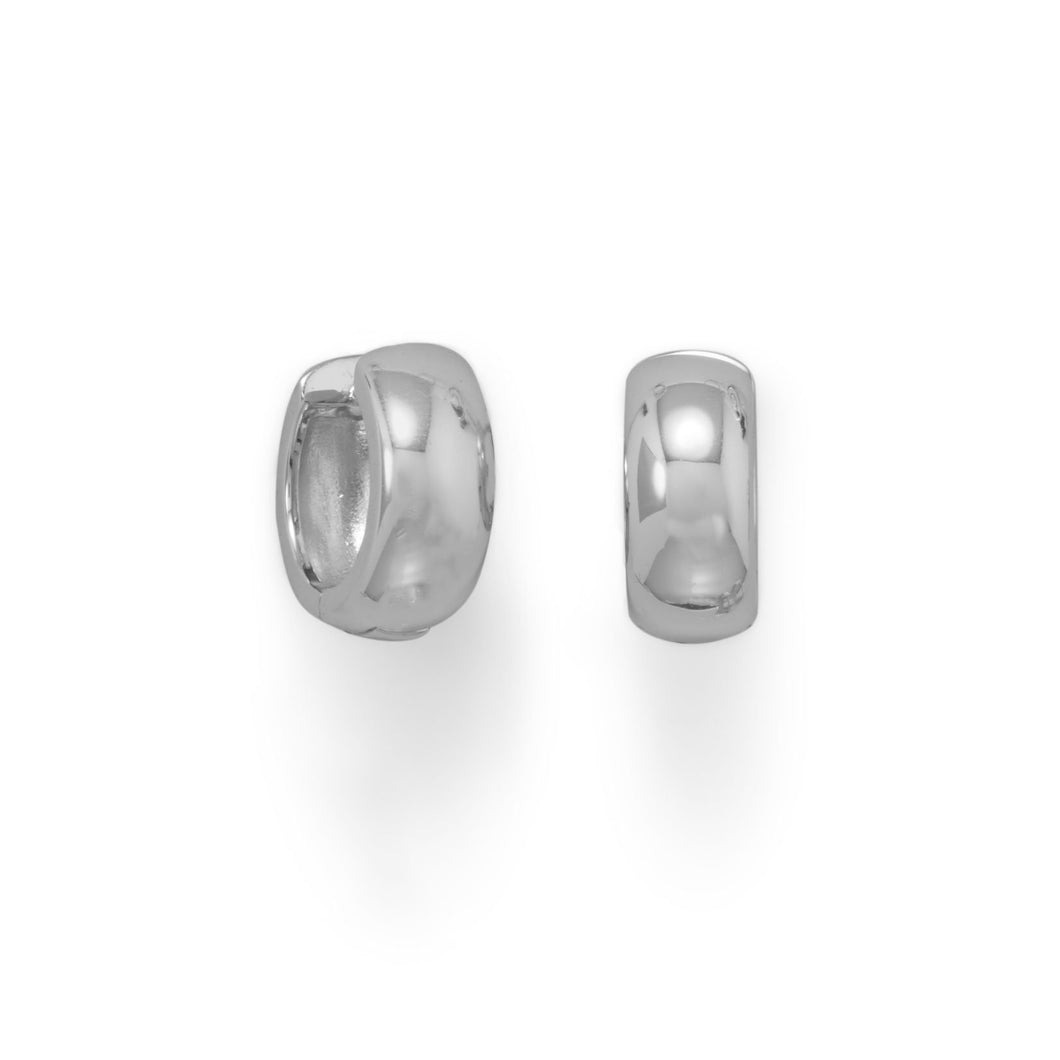 Rhodium Plated Wide Huggie Hoop Earrings