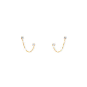 14k G/P SS Double Post Crystal Earrings