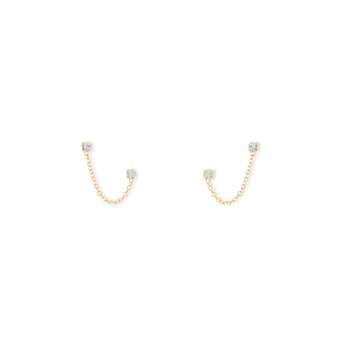 14k G/P SS Double Post Crystal Earrings