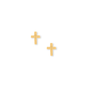 14k Gold Plated Cross Stud Earrings