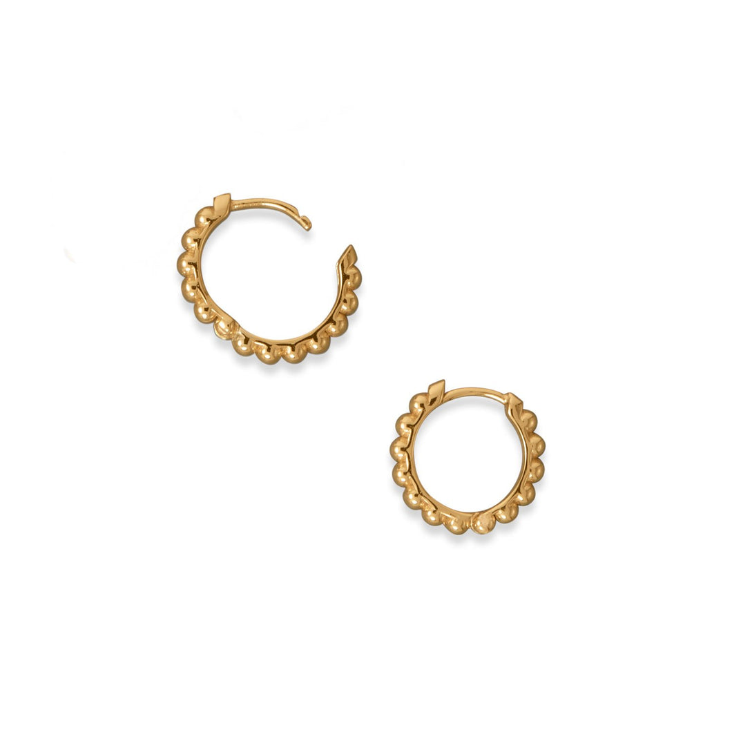 14 Karat Gold Plated Beaded Click Hoop Earrings
