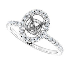 Load image into Gallery viewer, 1/3 CTW Diamond Semi-set Halo-Style Engagement Ring for Oval