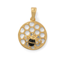 Load image into Gallery viewer, &quot;BEE Mine!&quot; 14 Karat Gold Plated Honeycomb with Bee Pendant