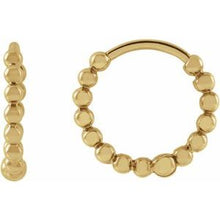 Load image into Gallery viewer, 14K Gold 11mm Beaded Huggie Earrings