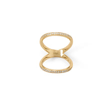 Load image into Gallery viewer, 14 Karat Gold Plated CZ Double Band Knuckle Ring