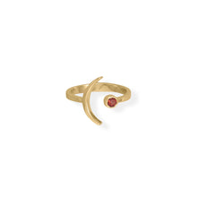 Load image into Gallery viewer, 14 Karat Gold Plated Moon and Garnet Ring