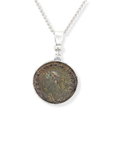 Load image into Gallery viewer, Reversible Sterling Silver Necklace - one side Roman Glass, other side Roman Coin