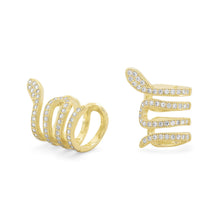 Load image into Gallery viewer, 14 Karat Gold Plated Snake Ear Cuffs with Signity CZs