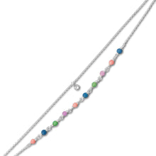 Load image into Gallery viewer, 9&quot;+1&quot; Multi Color Jade and CZ Double Strand Anklet
