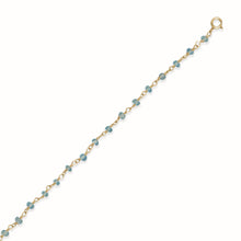 Load image into Gallery viewer, Sea Breeze Blue! 9.5&quot; + 1&quot; 14 Karat Gold Plated Apatite Bead Anklet