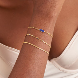 Gold Lapis Emblem Chain Bracelet