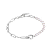 Load image into Gallery viewer, Silver Pearl Chunky Link Chain Bracelet 