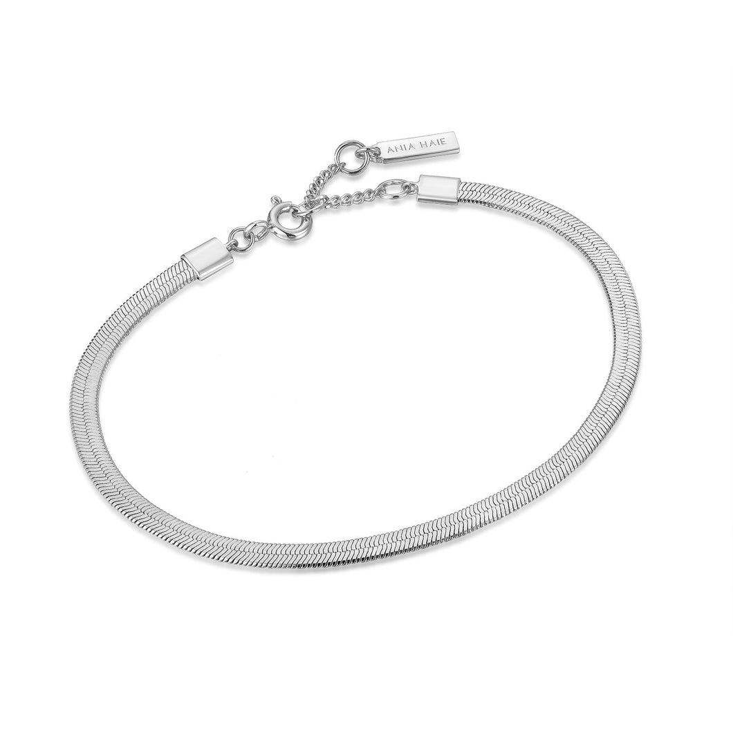 Silver Flat Snake Chain Bracelet