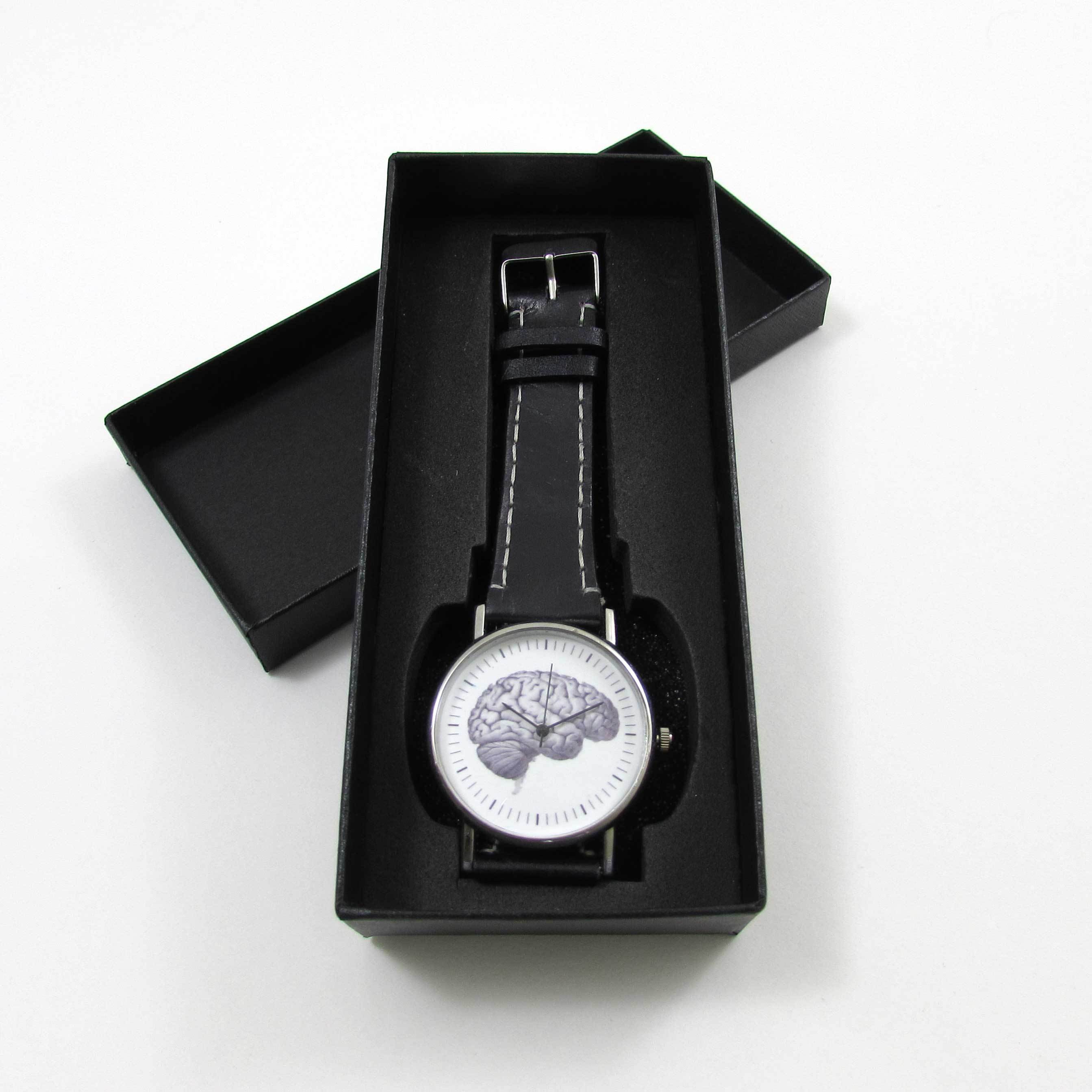 Anatomical Brain Black Leather Wrist Watch - TheExCB