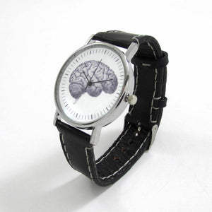 Anatomical Brain Black Leather Wrist Watch - TheExCB