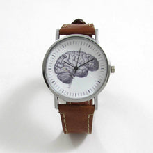 Load image into Gallery viewer, Anatomical Brain Brown Leather Wrist Watch - TheExCB