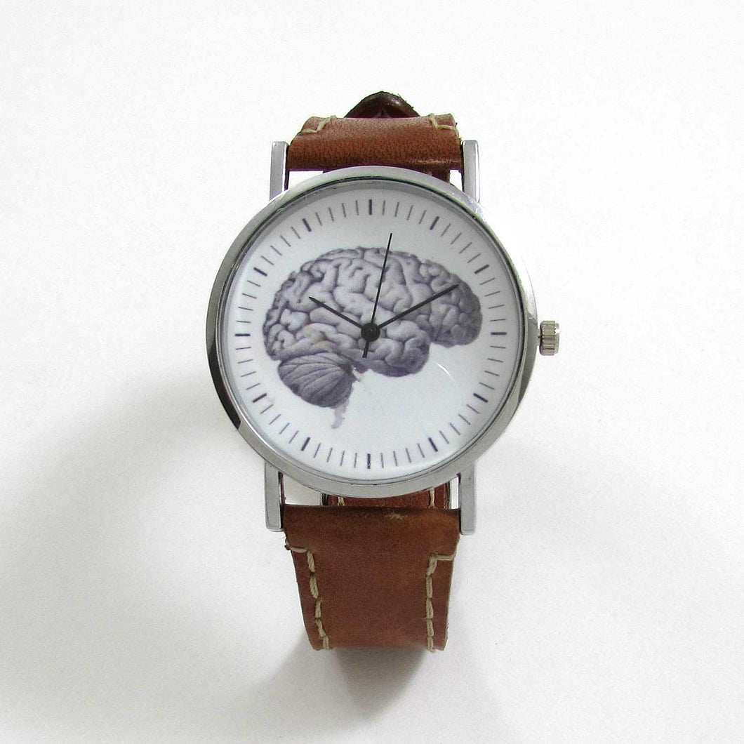 Anatomical Brain Brown Leather Wrist Watch - TheExCB