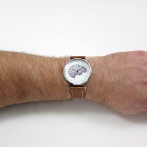 Anatomical Brain Brown Leather Wrist Watch - TheExCB