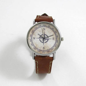 Compass Brown Leather Wrist Watch - TheExCB