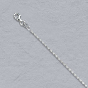 Sterling Silver Rhodium Plated 1.5mm Cable Chain 20"